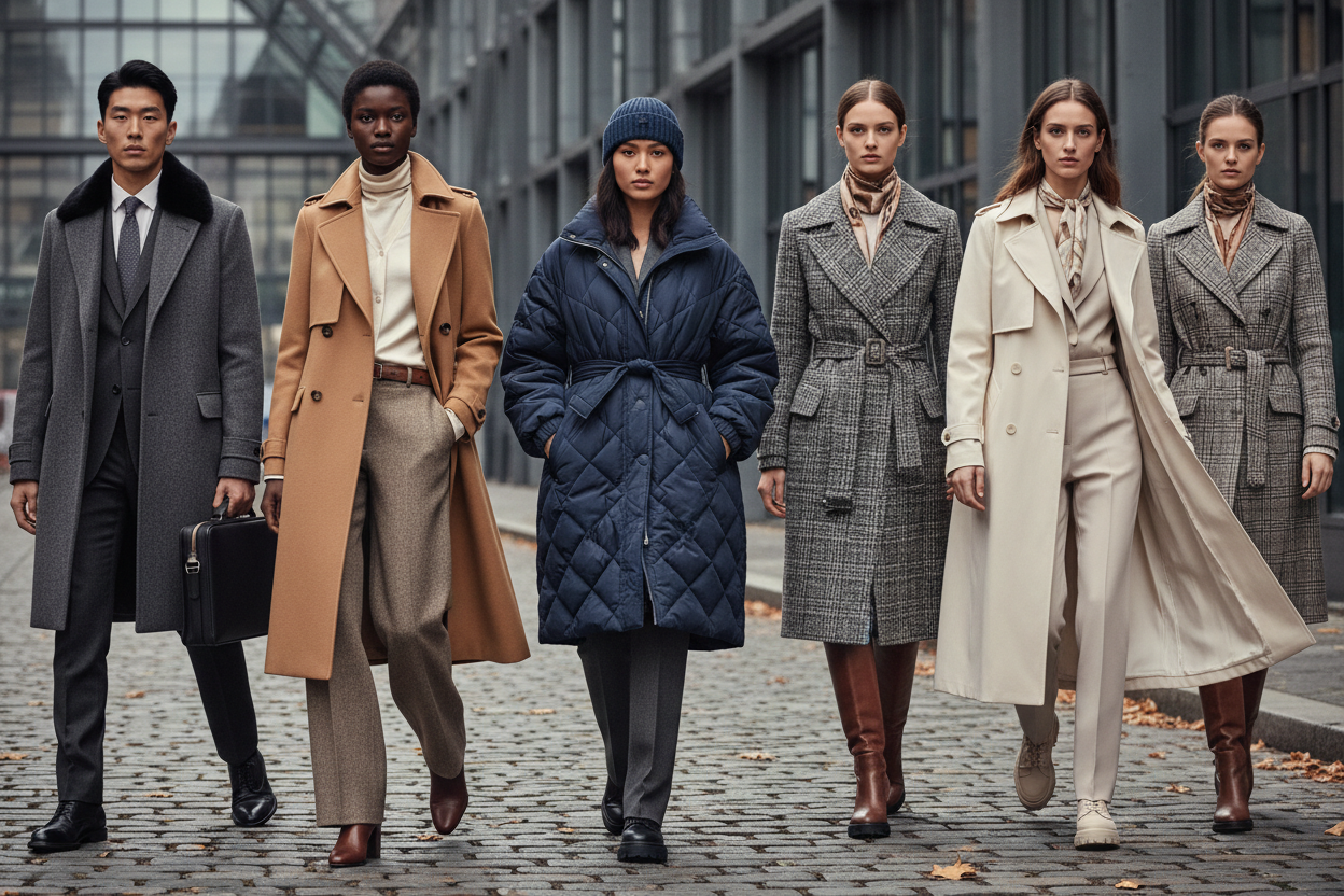 trench coats and coats on models 